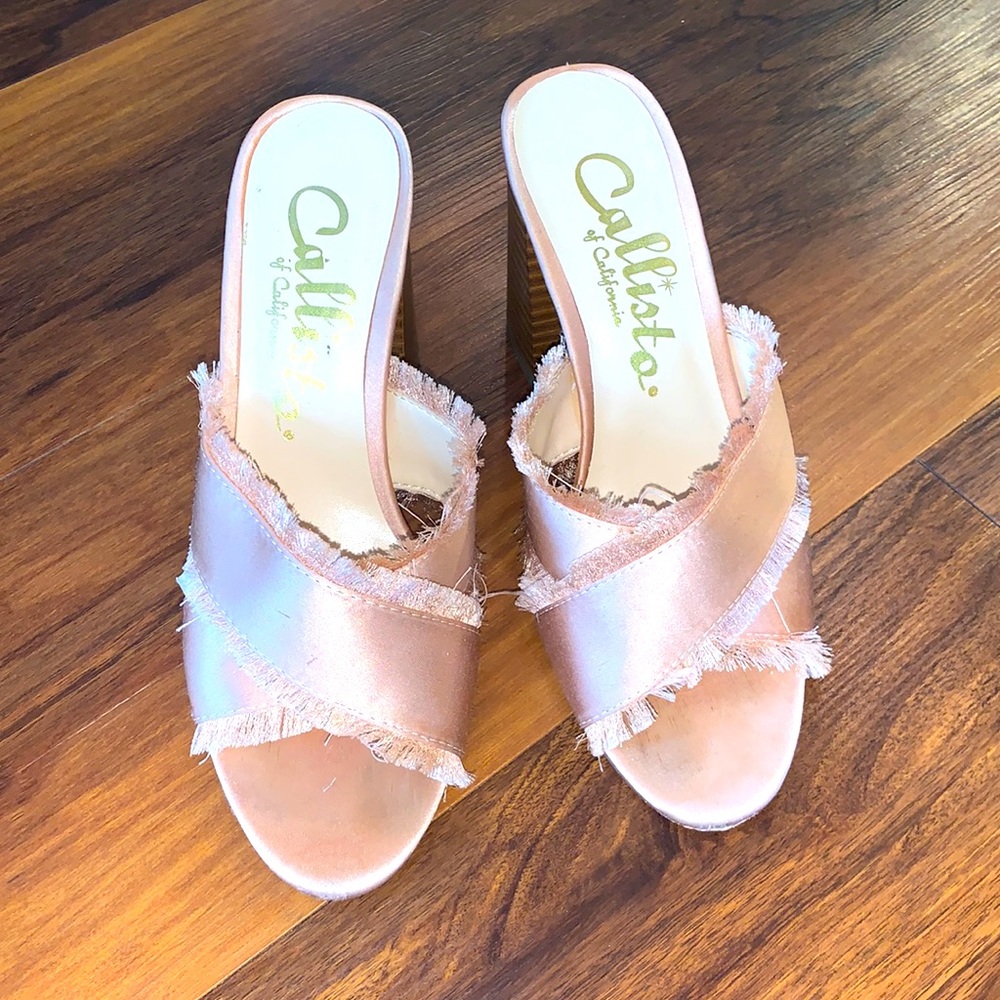 Satin Pink Mule Heels